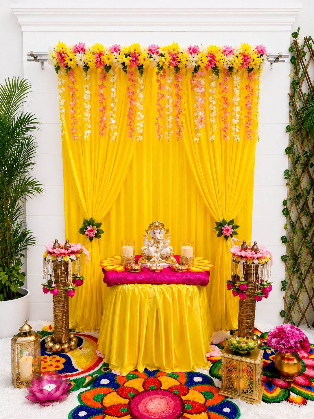 Rajsi Ganpati Backdrop by Craft Decor | 7 by 5 Ft