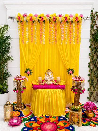 Rajsi Ganpati Backdrop by Craft Decor | 7 by 5 Ft