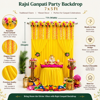 Rajsi Ganpati Party Backdrop – 7 x 5 Ft