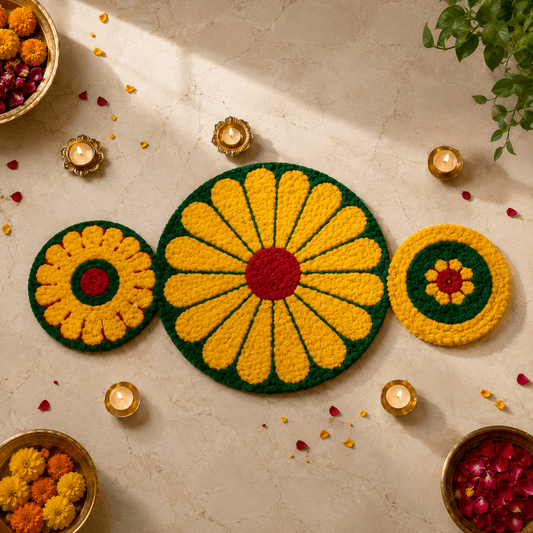 Rangoli Backdrop Mats – Set of 3 (3 Ft Center + 2 Ft Side Mats)