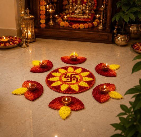 Sunflower Swastik Rangoli Royale Set – 7 Pieces