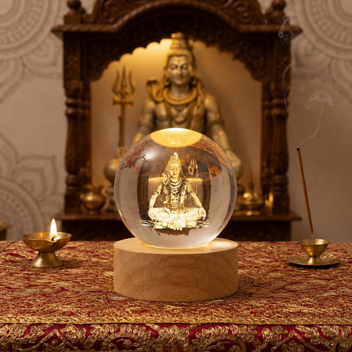 Shiva 3D Crystal Lamp | Mahadev Devotional LED Decor | Craft Decor