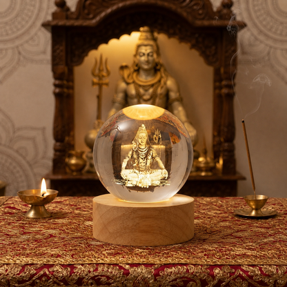 Shiva 3D Crystal Lamp | Mahadev Devotional LED Decor | Craft Decor