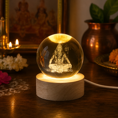 Shiva 3D Crystal Lamp | Mahadev Devotional LED Decor | Craft Decor