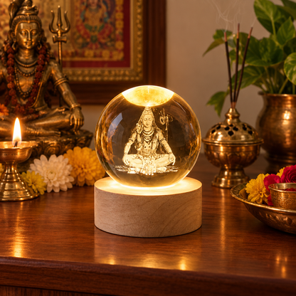 Shiva 3D Crystal Lamp | Mahadev Devotional LED Decor | Craft Decor
