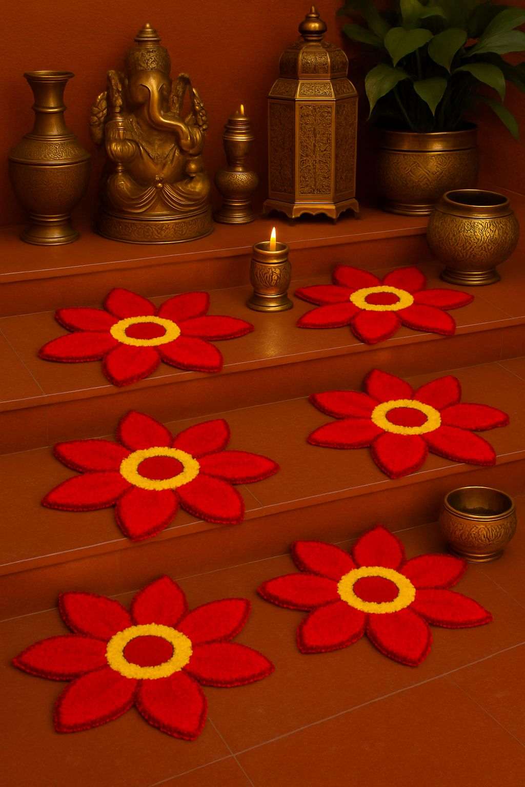 Staircase Full Rangoli Mats by Craft Decor - 6 Pcs