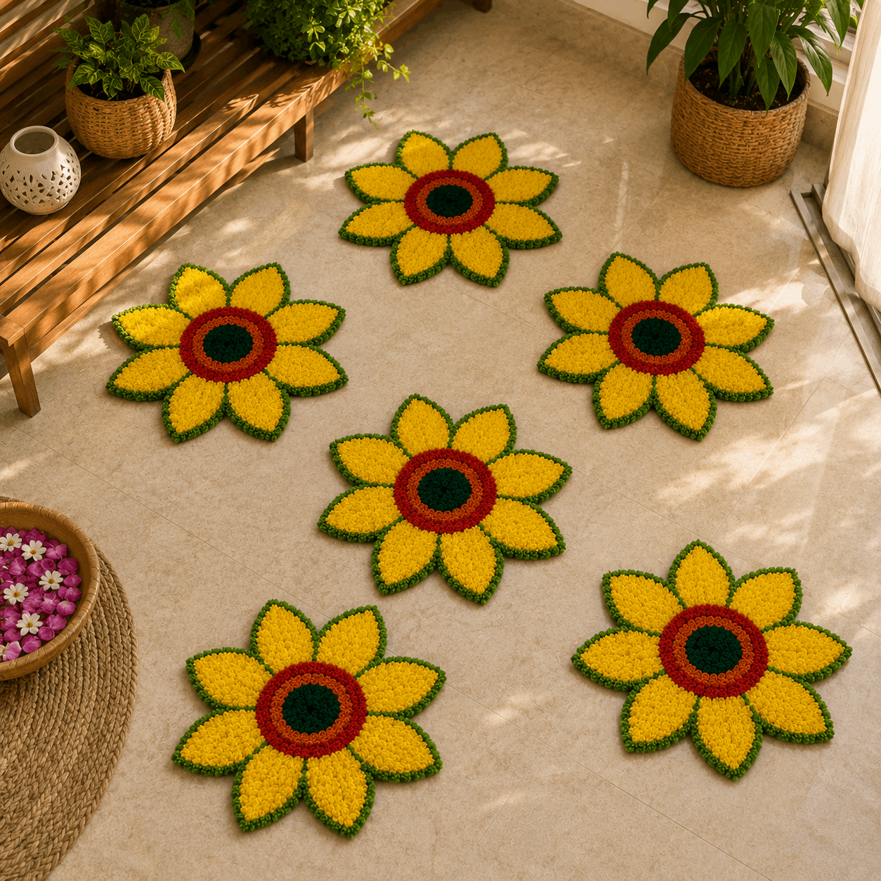Staircase Full Rangoli Mats by Craft Decor - 6 Pcs