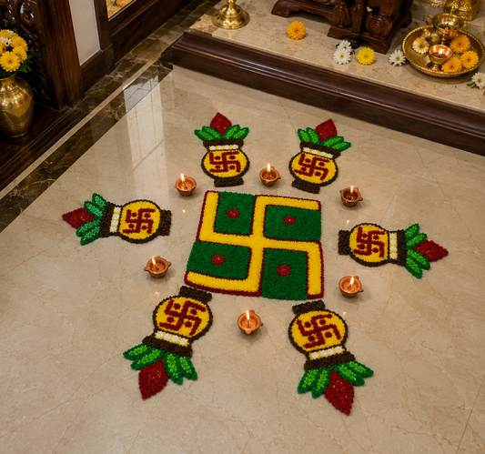 Swastik Kalash Rangoli Royale Set – 7 Pieces