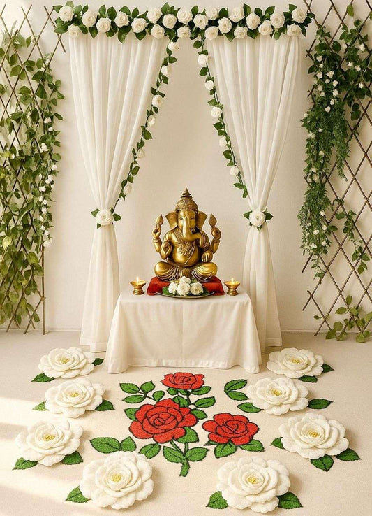 White Flower Panel Curtain by Craft Decor