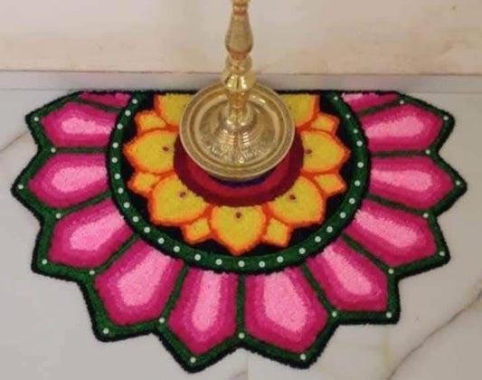 Fur Yarn 3 Feet Rangoli Mat - Design 5