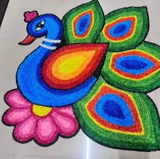 Fur Yarn 3 Feet Rangoli Mat - Design 7