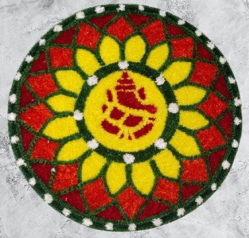 Fur Yarn 3 Feet Rangoli Mat - Design 13