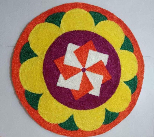 Fur Yarn 3 Feet Rangoli Mat - Design 22