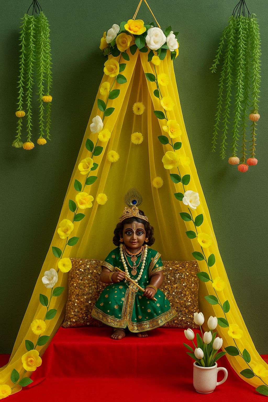 Craft Decor Janmashtami Special Rose Flower Canopy