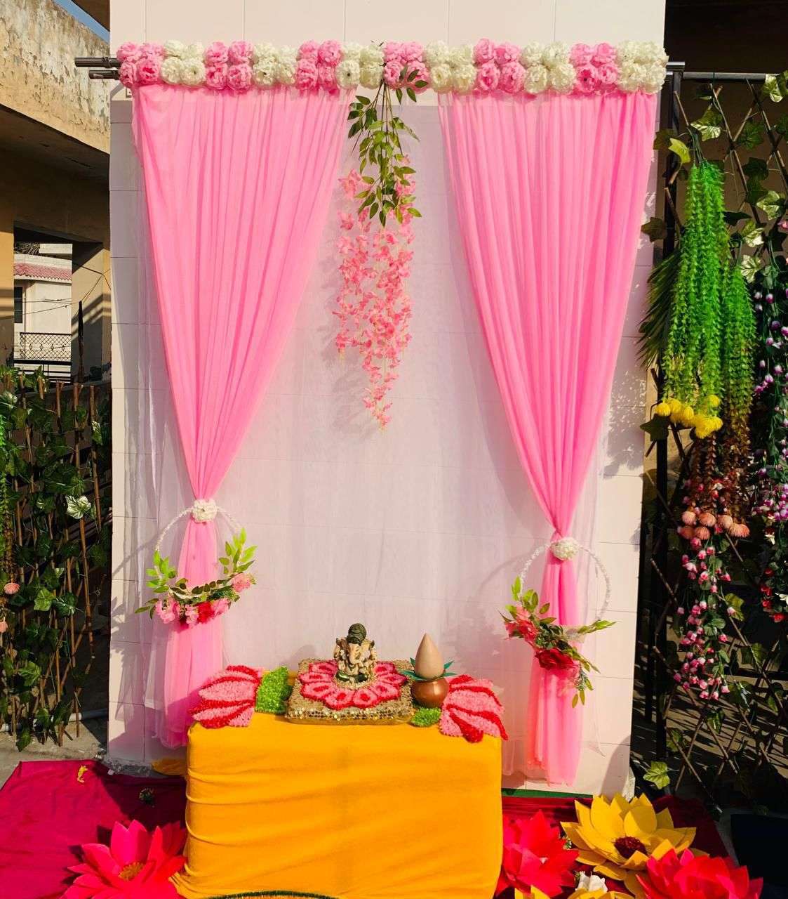 Craft Decor Pink Flower Panel Curtain