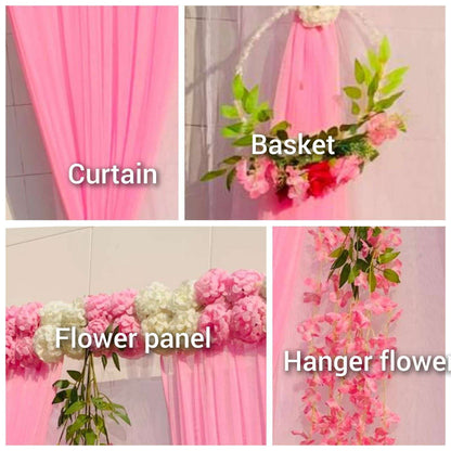 Craft Decor Pink Flower Panel Curtain