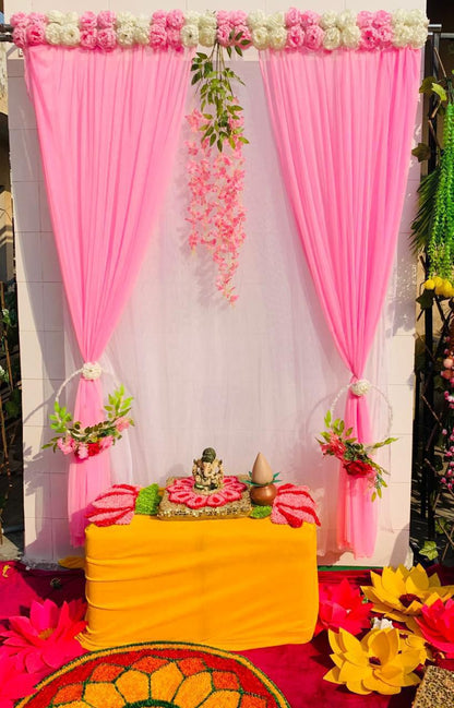 Pink Flower Panel Curtain by Craft Decor