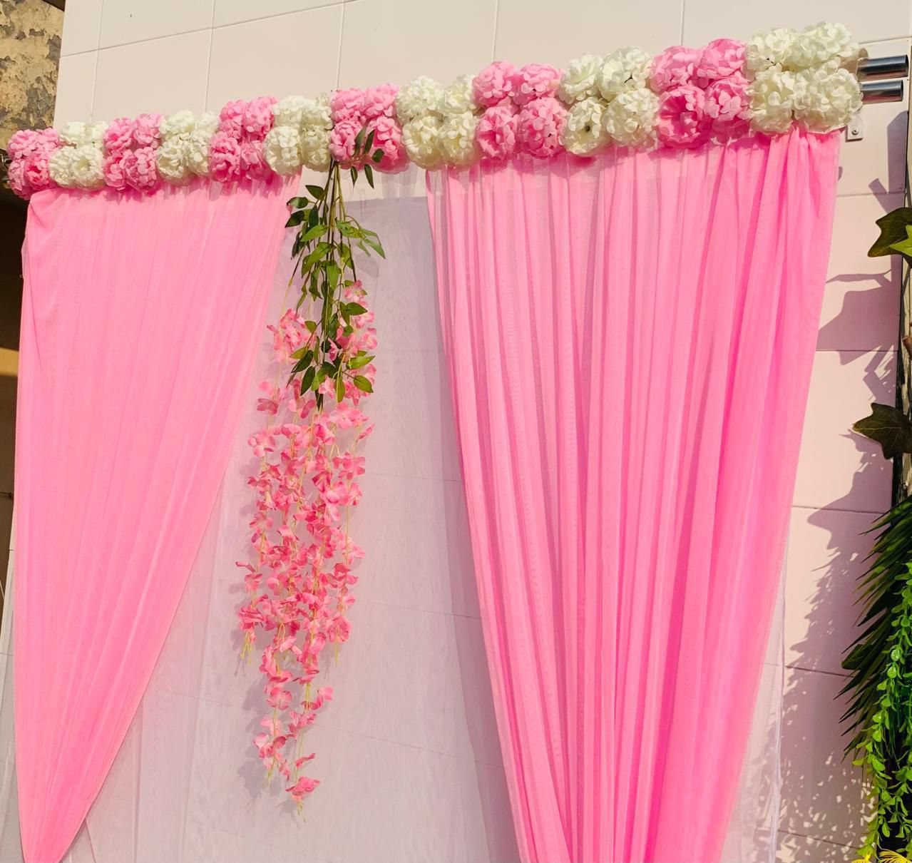 Pink Flower Panel Curtain by Craft Decor