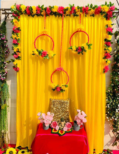Dahlia Border Curtain Backdrop by Craft Decor