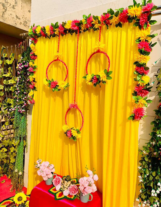 Dahlia Border Curtain Backdrop by Craft Decor