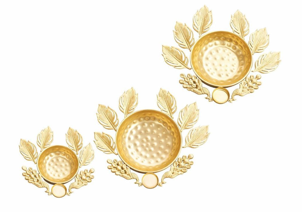 Handcrafted Golden Pooja Katori Set – Set of 3