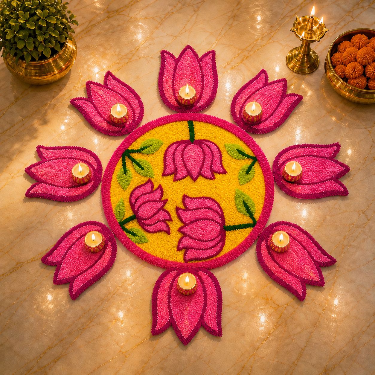Craft Decor Pushp Vatika Mat - Set of 9