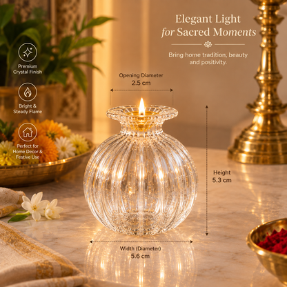 Kaanch Modak – Borosilicate Glass Diya Set | Set of 6 | Craft Decor