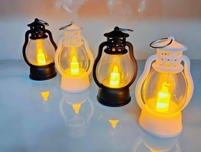 LED lantern candles close-up showing warm flame-style glow – flameless Diwali décor – Craft Decor