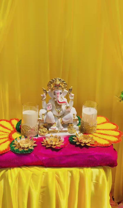 Craft Decor Rajsi Ganpati Backdrop | 7 by 5 Ft