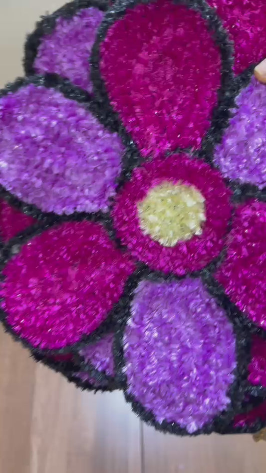 Purple Bloom Floral Rangoli Mats – Set of 8 | Craft Decor