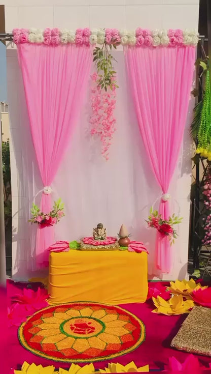 Pink Flower Panel Curtain by Craft Decor