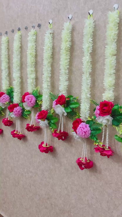 Rose Bunch Gajra Hangings by Craft Decor- 6 Pcs