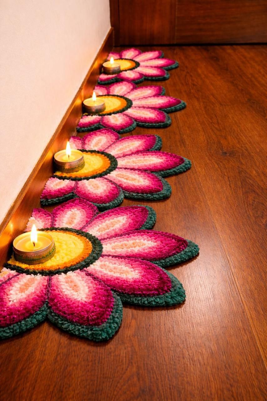 Royal Stair Edge Rangoli Mats by Craft Decor | Set of 8