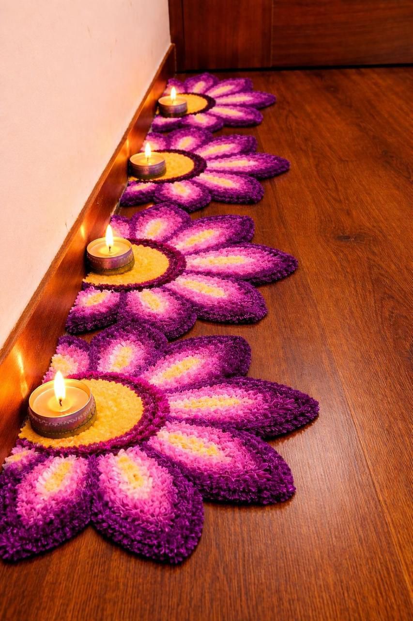 Royal Stair Edge Rangoli Mats by Craft Decor | Set of 8