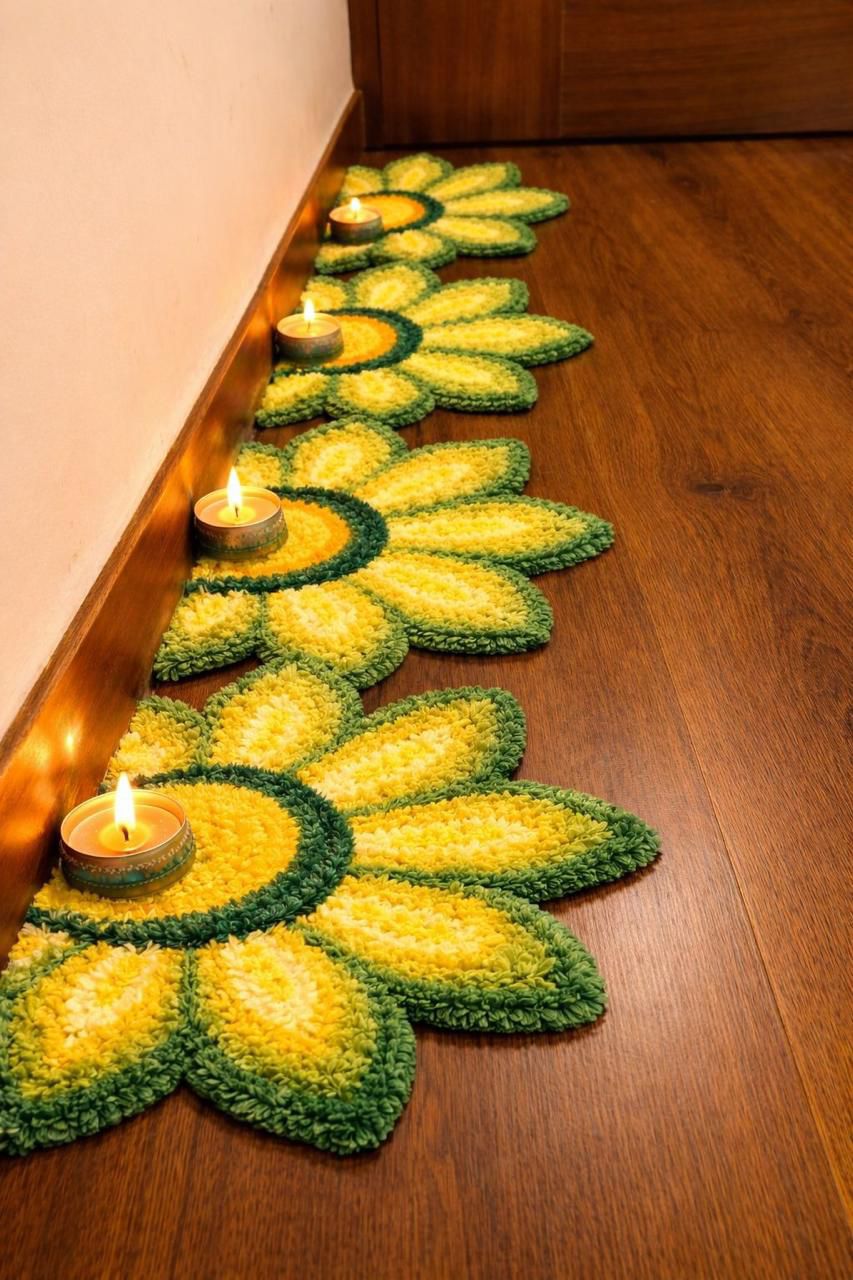 Royal Stair Edge Rangoli Mats by Craft Decor | Set of 8