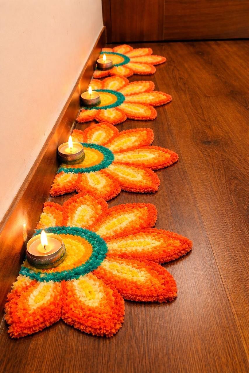 Royal Stair Edge Rangoli Mats by Craft Decor | Set of 8